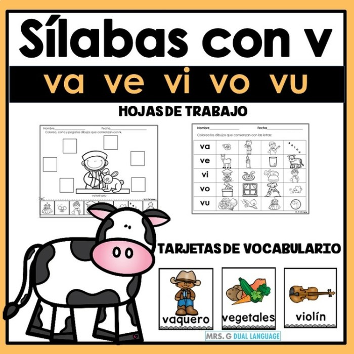 Palabras va ve vi vo vu