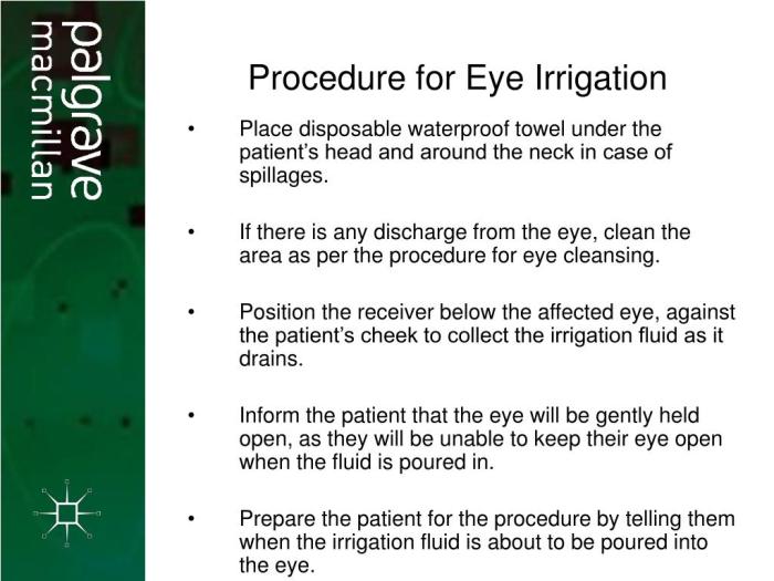 Priority action for eye irrigation ati therapeutic procedure template